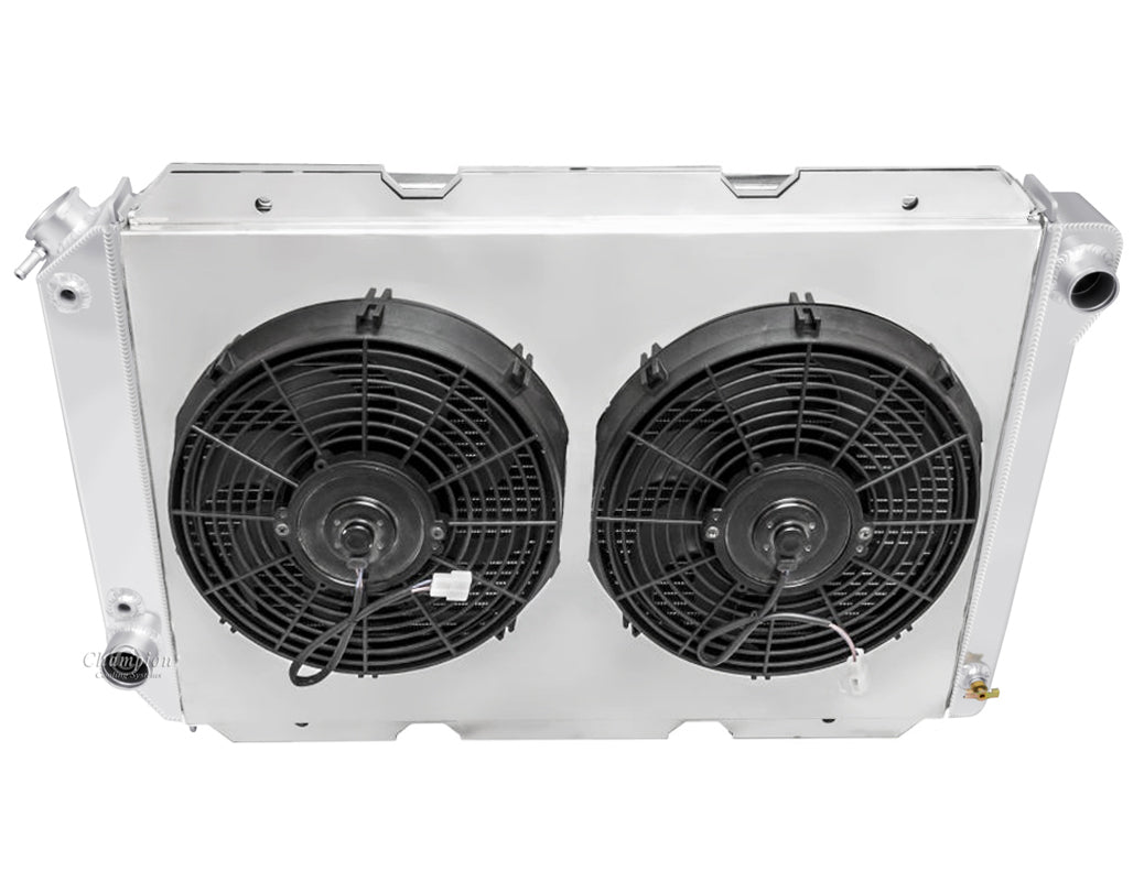 1981- 1984 Ford F150 Truck 3-Row Radiator, Shroud, Dual Fan Combo