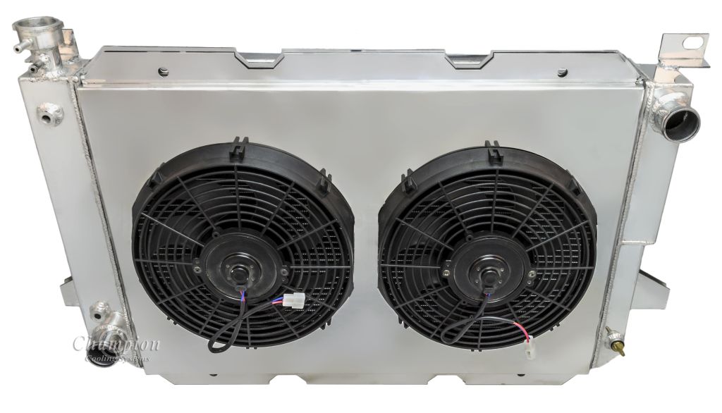 1985-1997 Ford Truck, F150 3-Row Radiator, Shroud, 12in Dual Fan Combo