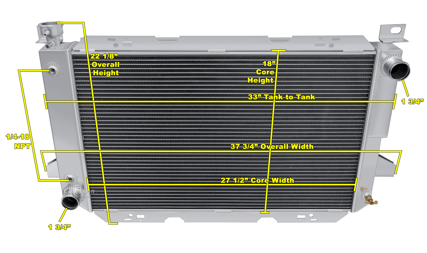 1985-1997 Ford Truck, F150 3-Row Radiator, Shroud, 12in Dual Fan Combo