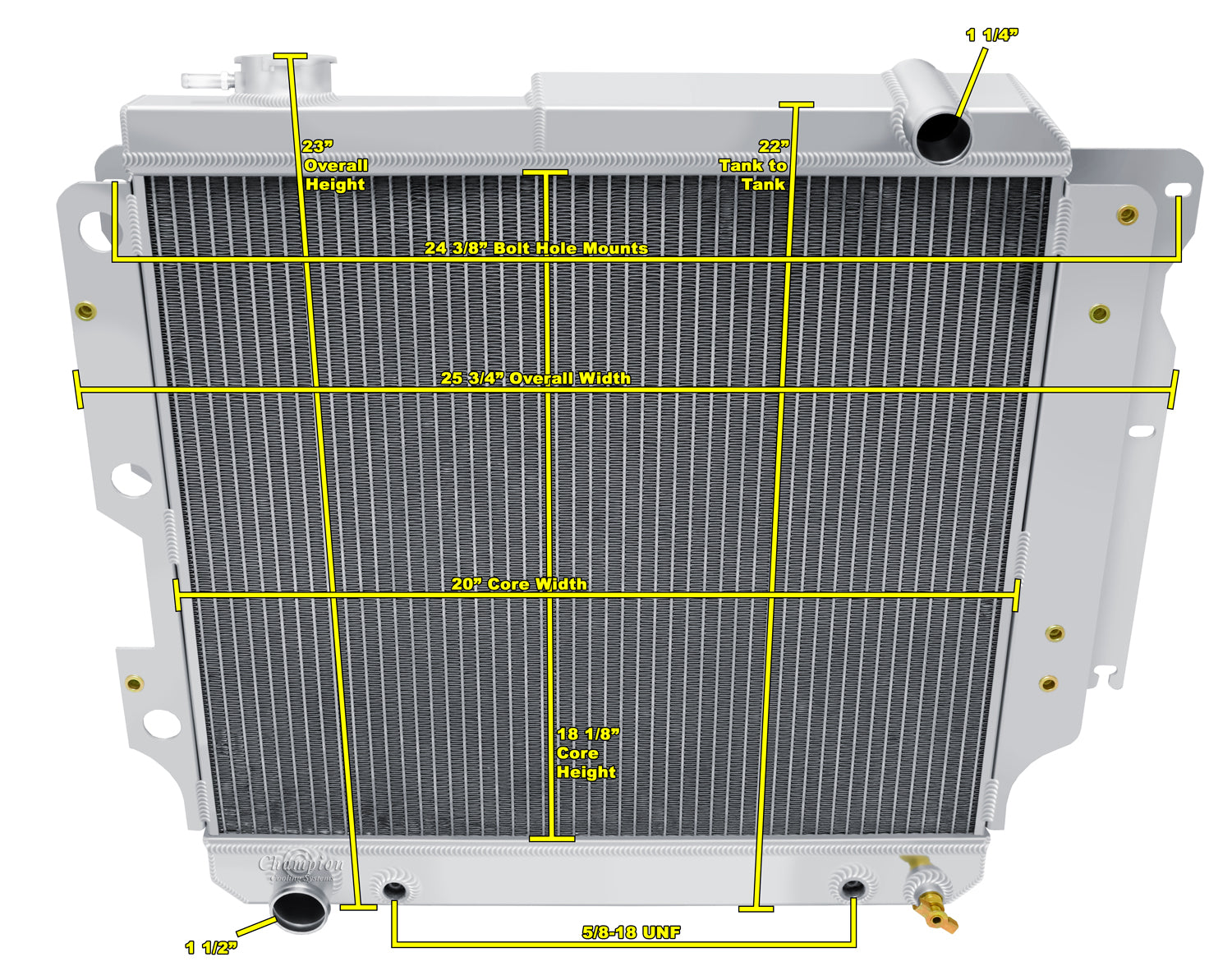 1987-2006 Jeep Wrangler YJ 3-Row Radiator - RHD