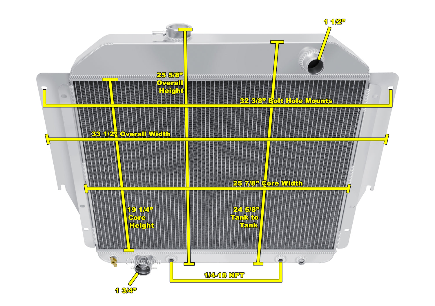1989-1991 Ford Econoline 3-Row Radiator