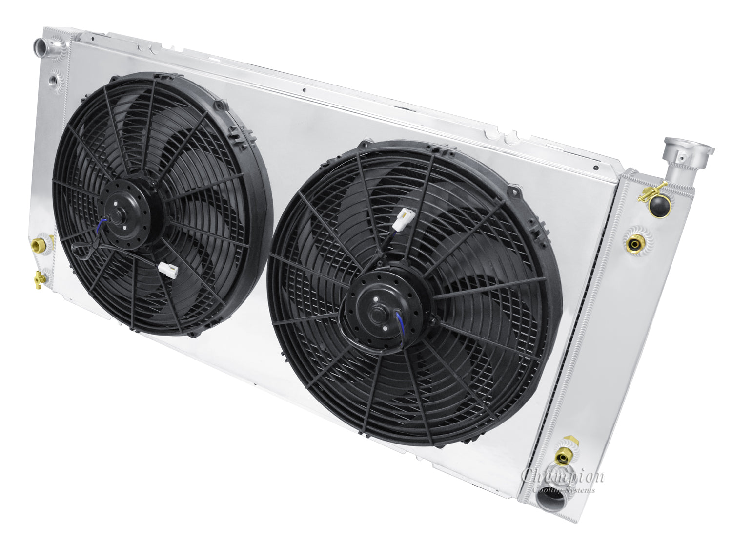 1988-1999 GMC Sierra 3-Row Radiator, Shroud, 16in Dual Fan Combo
