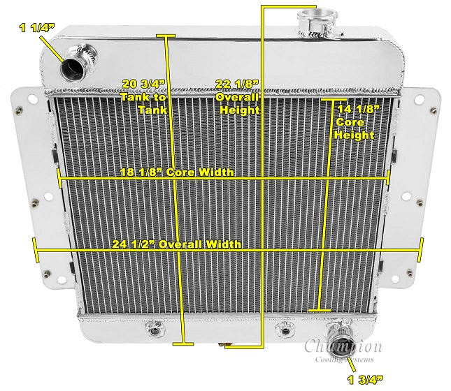 1962-1965 Chevy Nova 2-Row Radiator, Shroud, Fan Combo - 6 Cyl