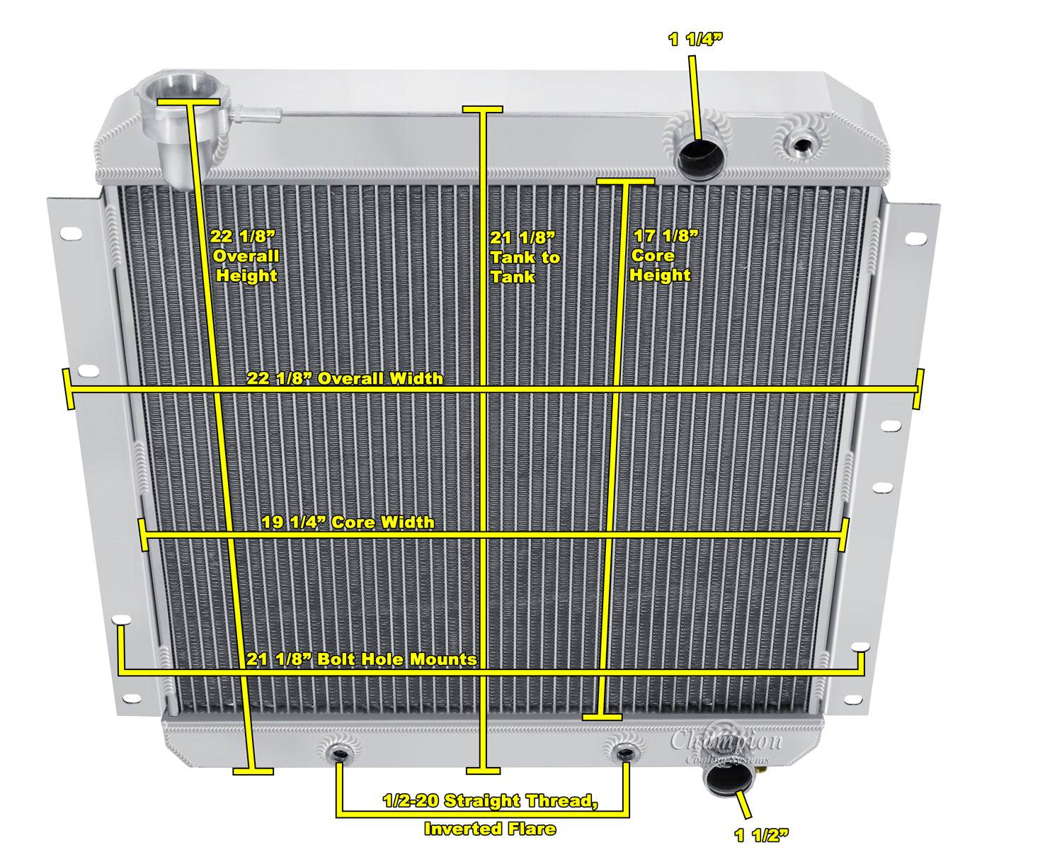 1970-80 Toyota Land Cruiser LS Swap 3-Row Radiator, Shroud, Fan Combo