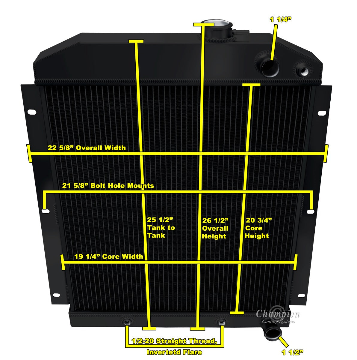 1947-1954 Chevy Truck LS Swap 3-Row Black Radiator, Shroud, Fan Combo