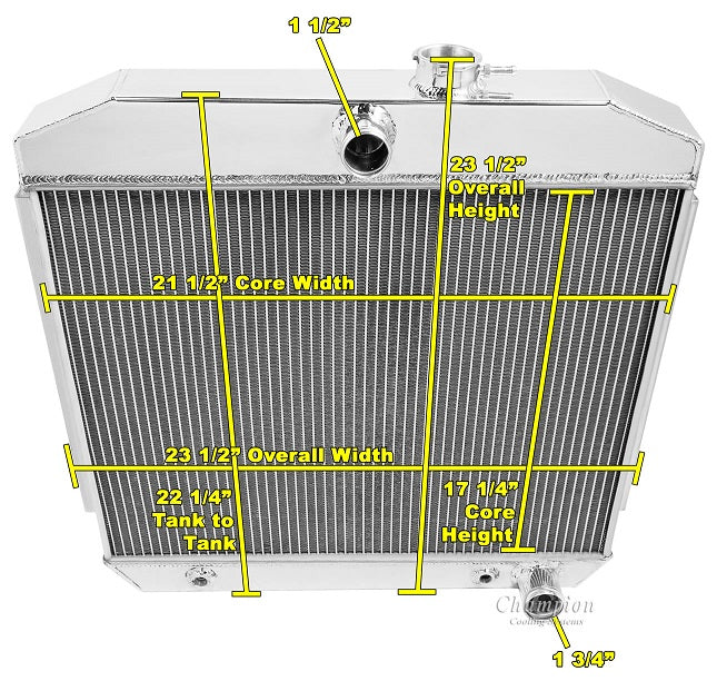 1955-57 Chevy 210 3-Row Radiator, Shroud, Fan Combo - 8 Cyl