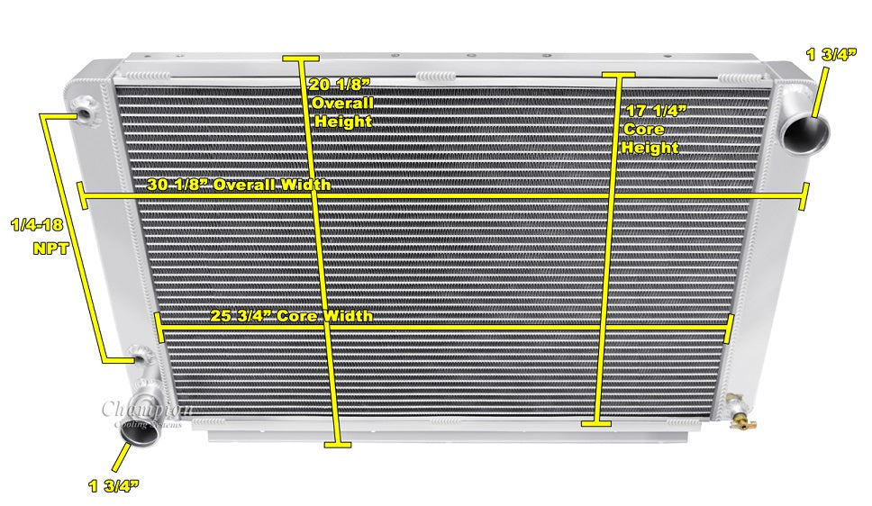 1966-1967 Lincoln Continental 3-Row Radiator, Shroud, Dual Fan Combo
