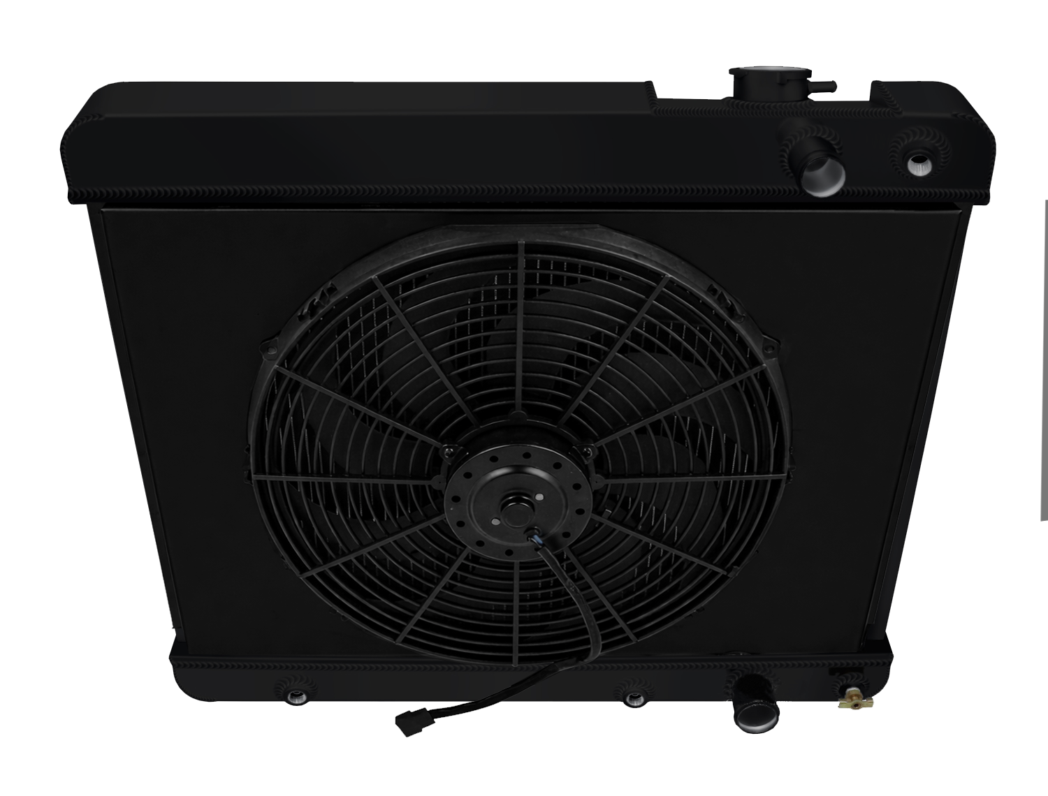 1963-1966 Chevy C10 Truck LS Swap 3-Row Black Radiator, Shroud, Fan Combo