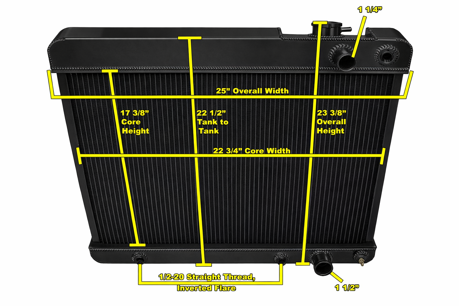 1963-1966 Chevy C10 Truck LS Swap 3-Row Radiator, Shroud, Fan Combo Black