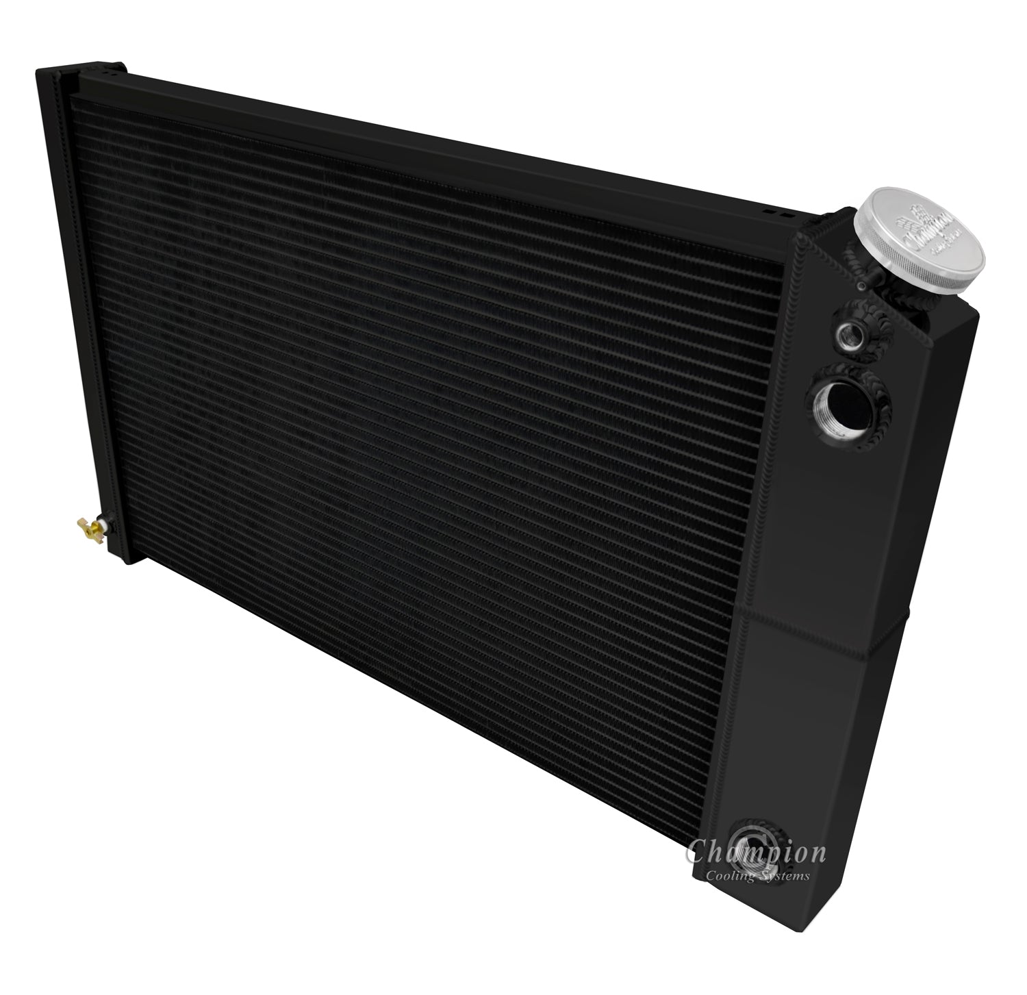1977-1980 Oldsmobile 98 LS Swap 3-Row Black Radiator, Shroud, Dual Fan Combo