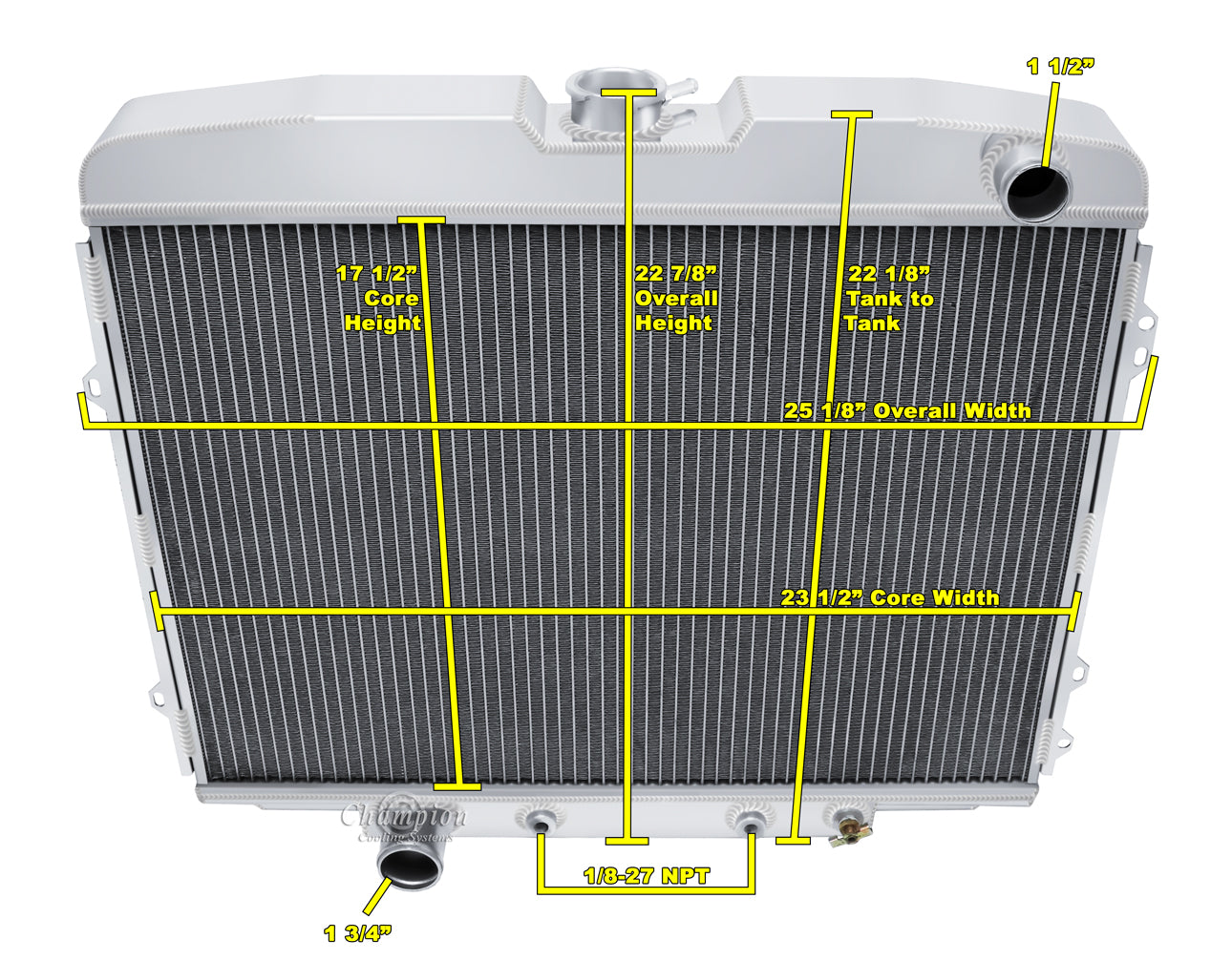 1968-1969 Ford Fairlane 3-Row Radiator