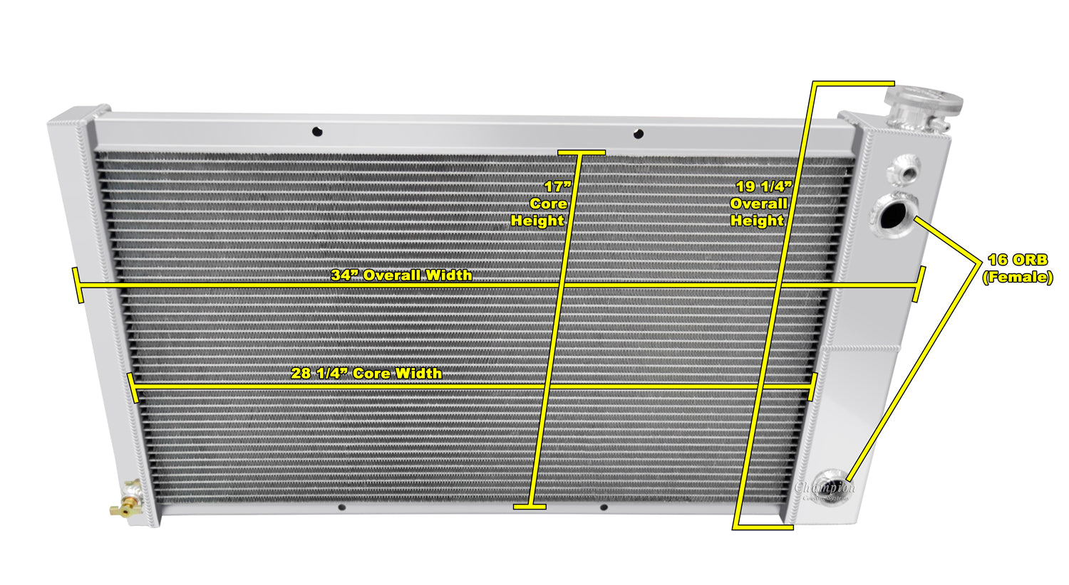 LS Swap 3-Row Radiator -19.25" tall x 33.75" wide