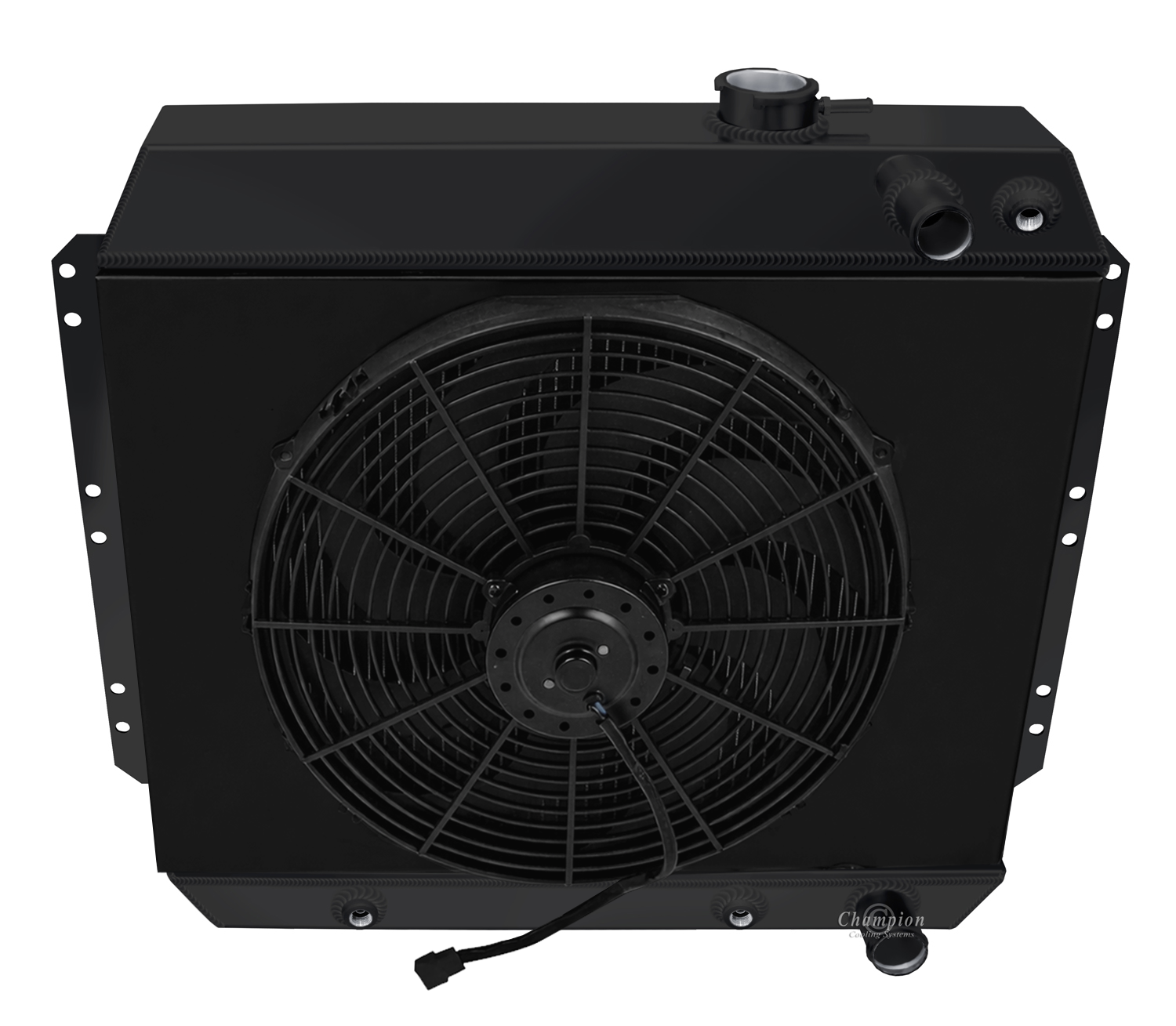 1949-1952 Chevy Fleetline LS Swap 3-Row Black Radiator, Shroud, Fan Combo