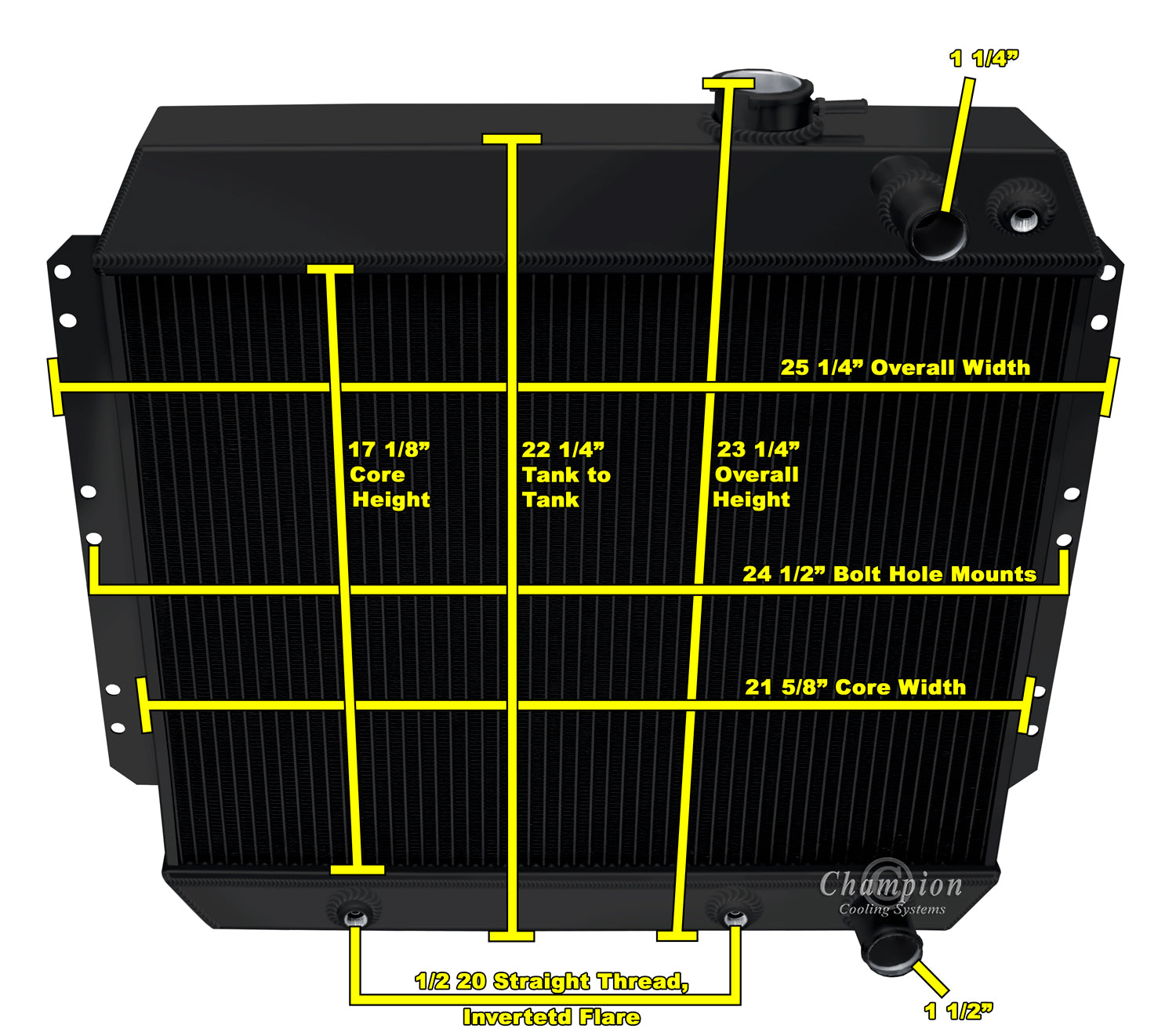 1949-1952 Chevy Deluxe / Special LS Swap 3-Row Black Radiator