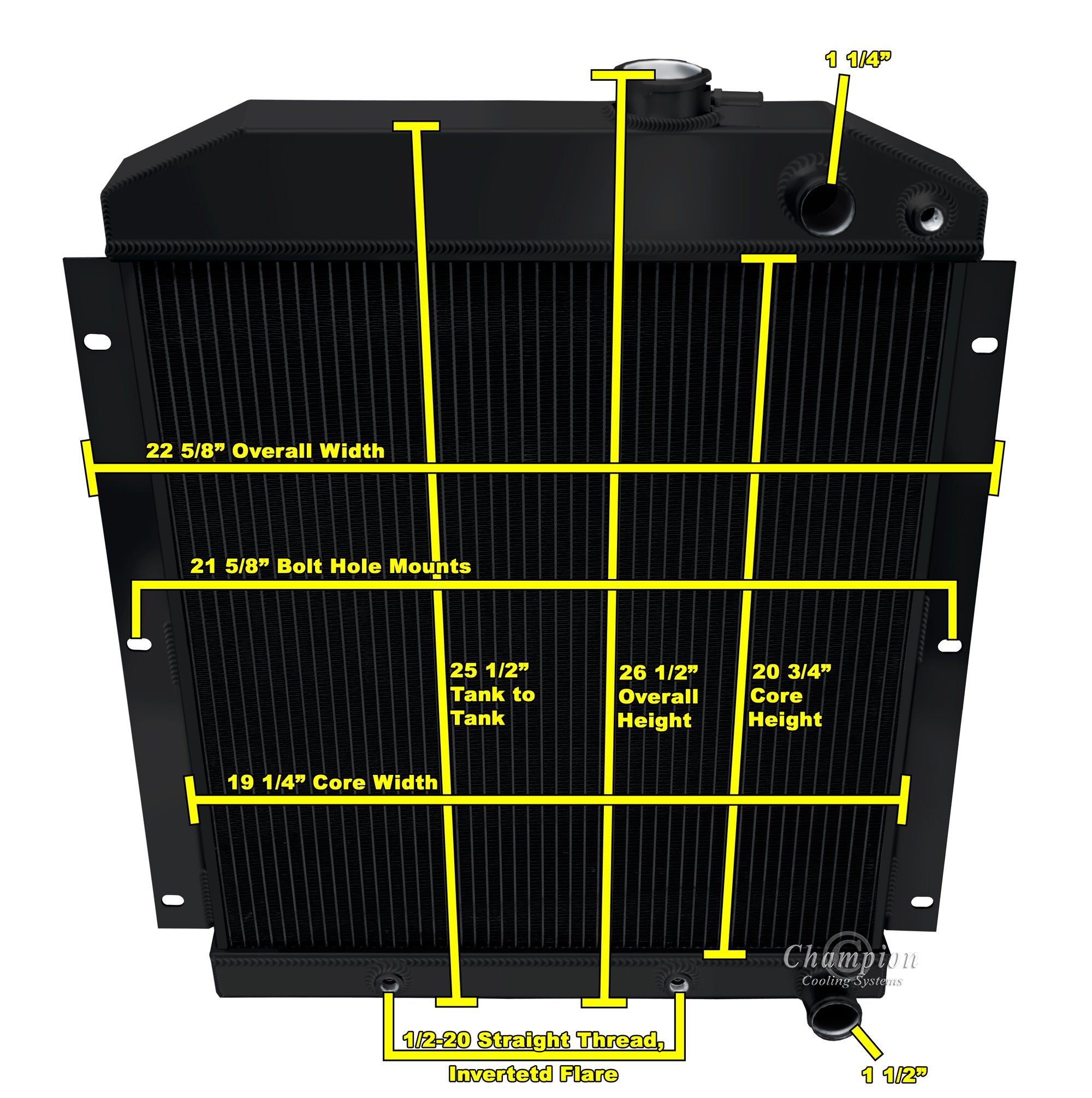 1947-1954 Chevy Truck LS Swap 3-Row Black Radiator