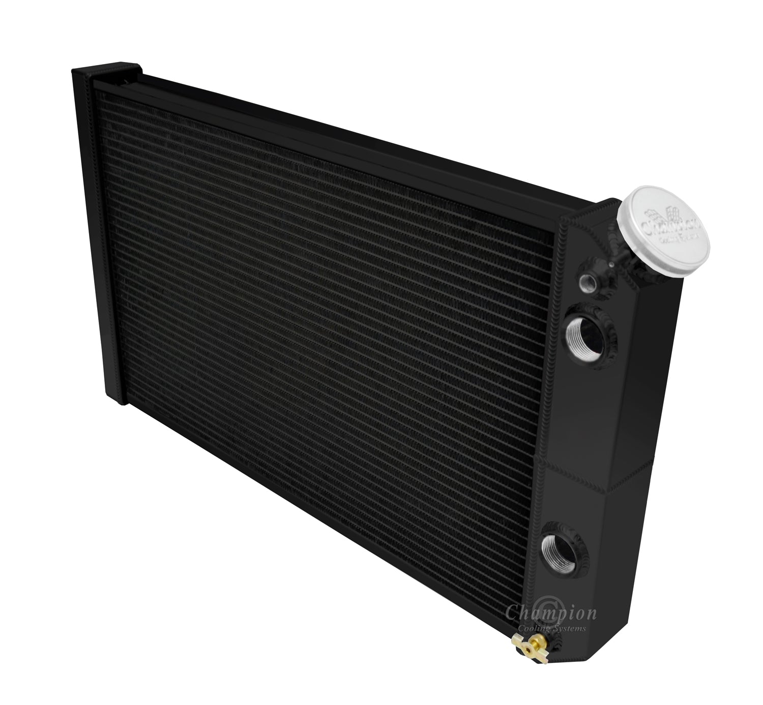 1984-90 Chevy S10 LS Swap 3-Row Black Radiator, Shroud, Dual Fan Combo