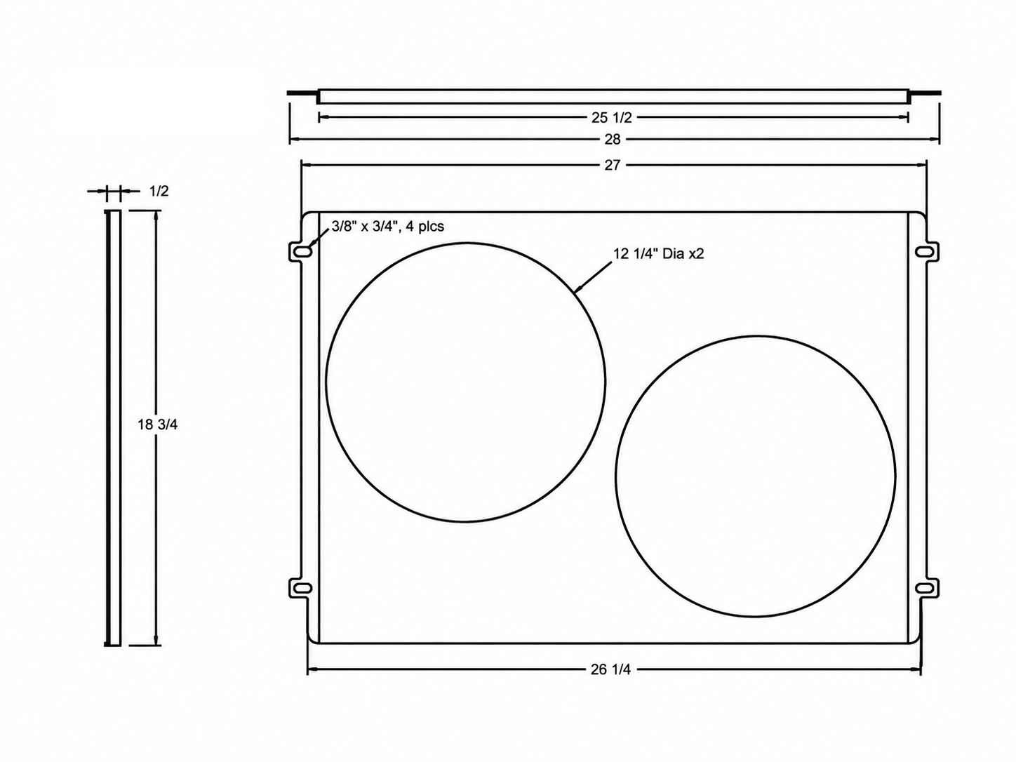Aluminum Fan Shroud for 13" Electric Fans - 28" Wide x 18.75" Tall