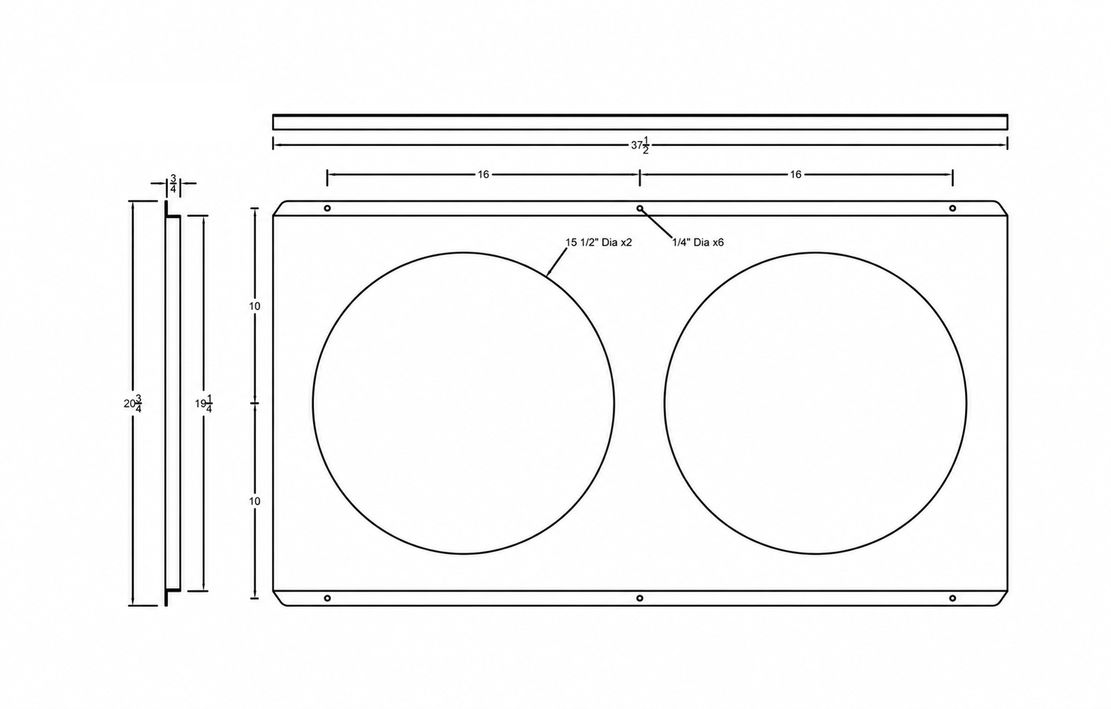 Aluminum Fan Shroud for 16" Electric Fans - 37.5" Wide x 20.75" Tall