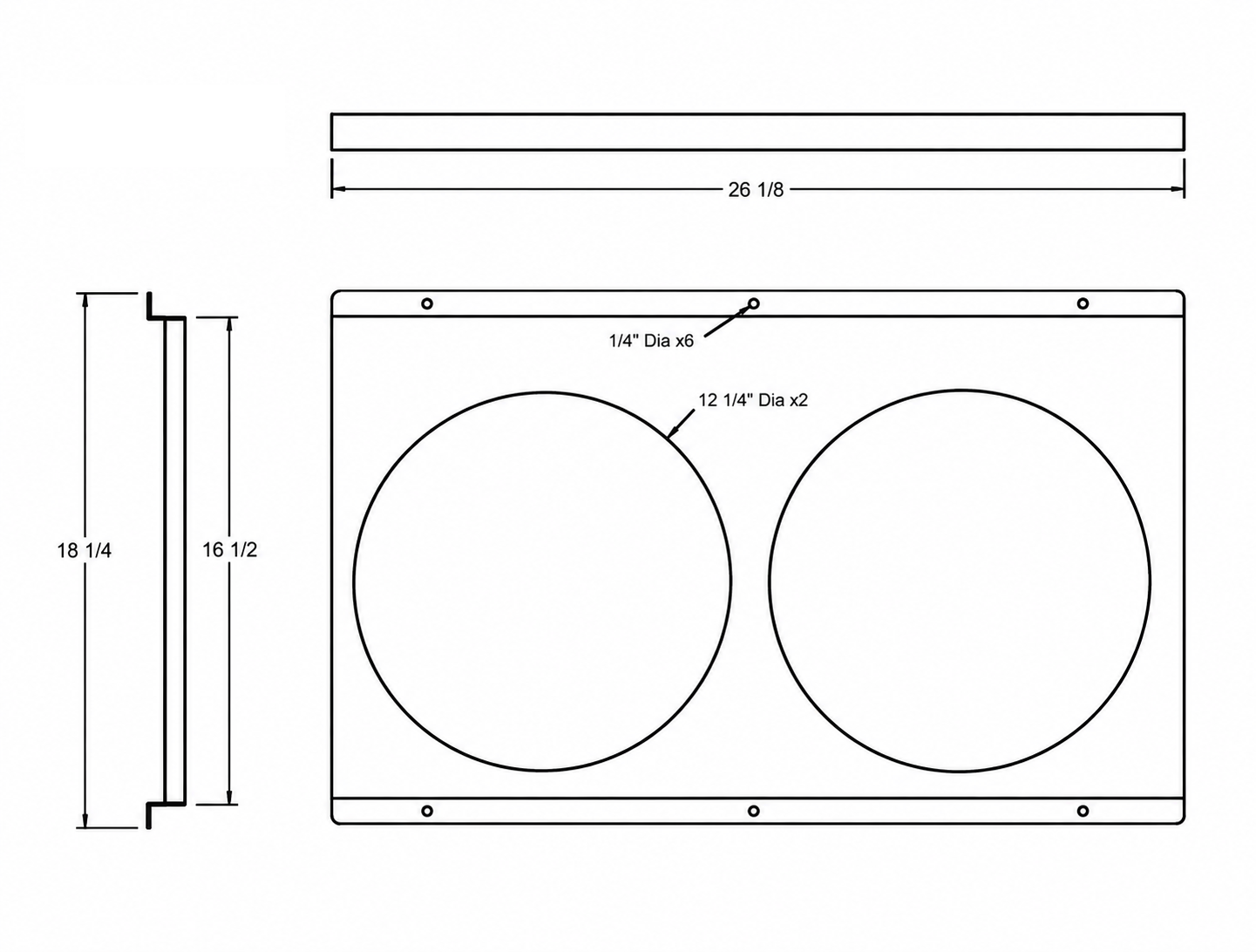 Aluminum Fan Shroud for 13" Electric Fans - 26.125" Wide x 18.25" Tall