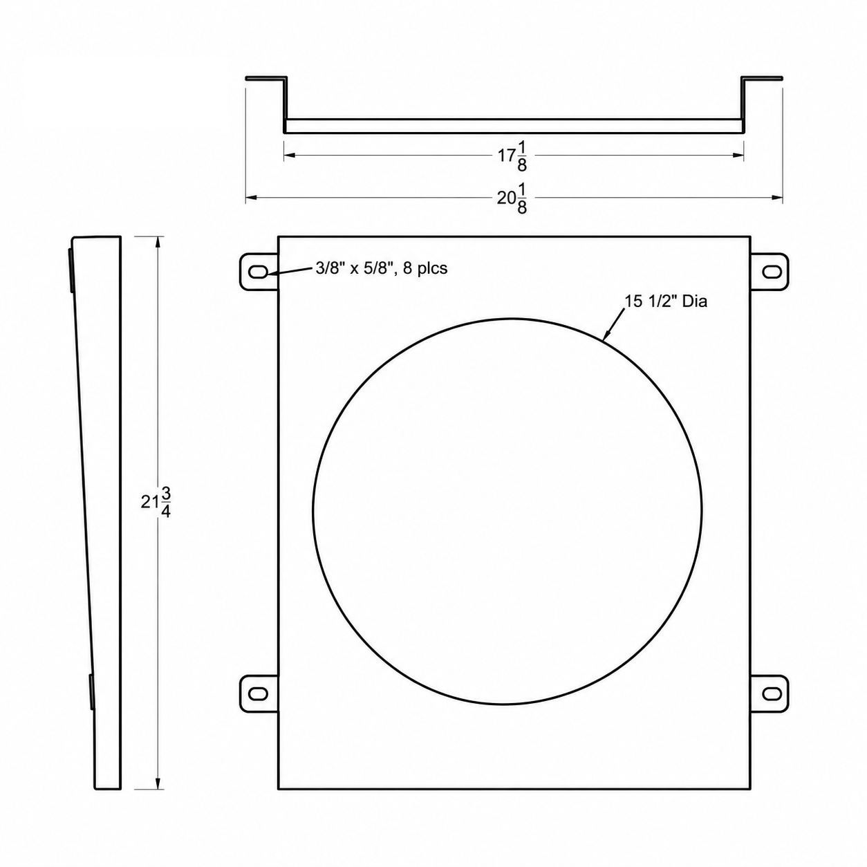 Aluminum Fan Shroud for 16" Electric Fan - 20.125" Wide x 21.75" Tall