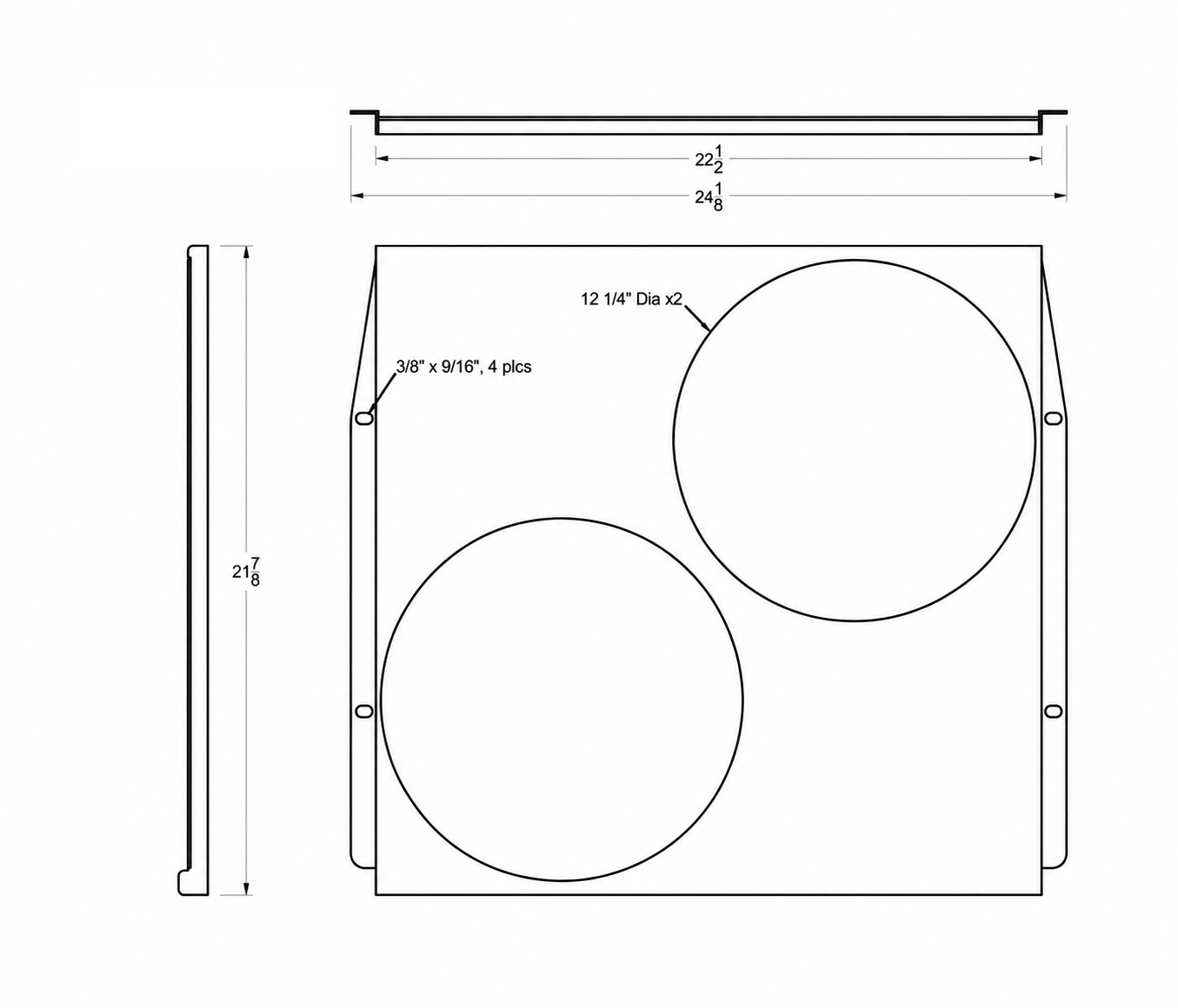 Aluminum Fan Shroud for 13" Electric Fans - 24.125" Wide x 21.875" Tall