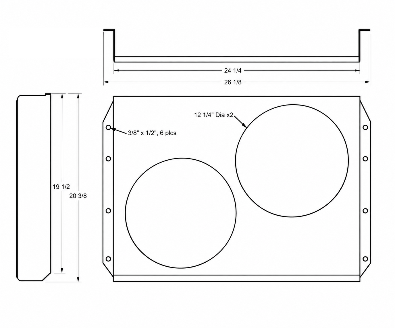 Aluminum Fan Shroud for 13" Electric Fans - 26.125" Wide x 20.38" Tall