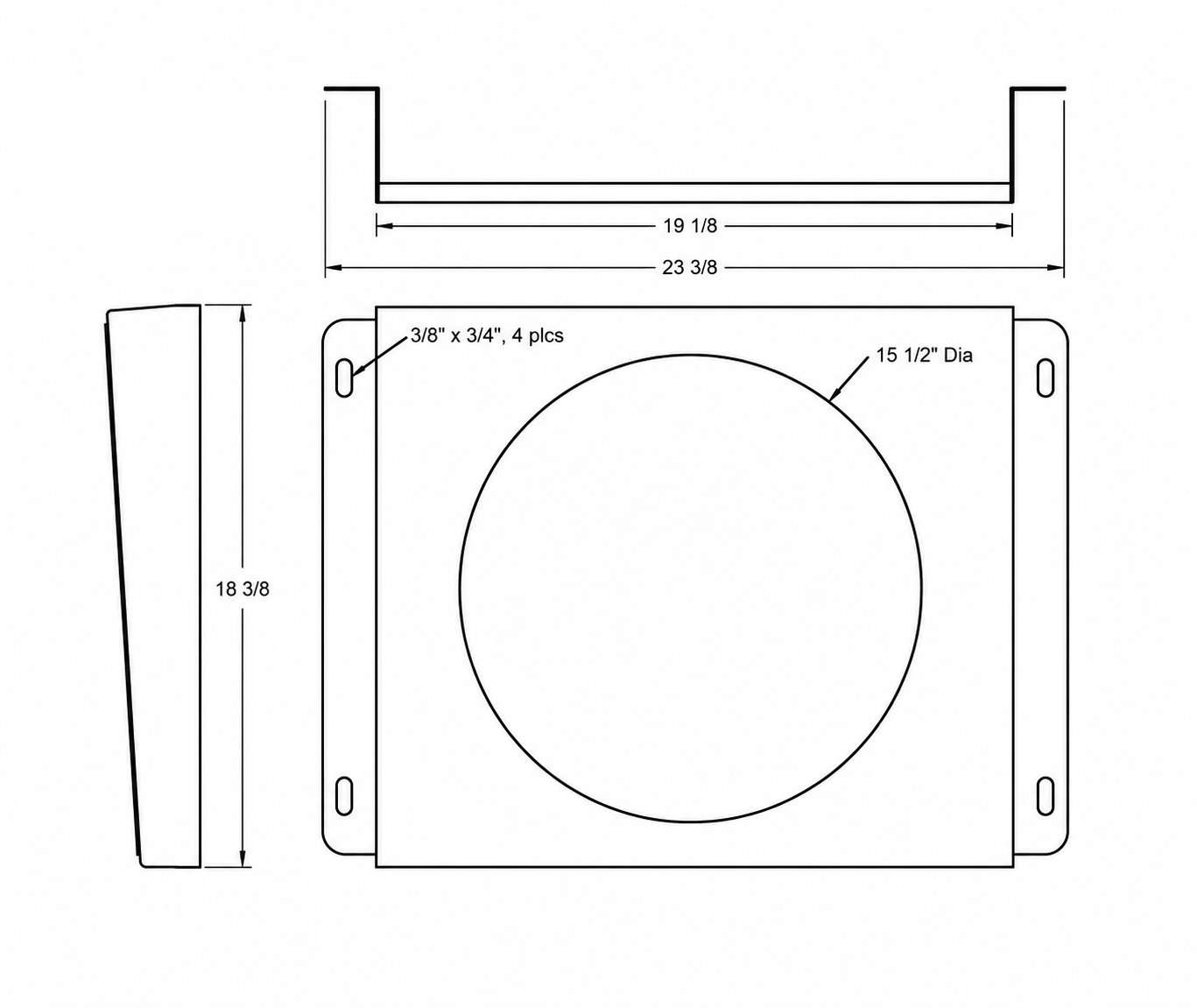 Aluminum Fan Shroud for 16" Electric Fan - 23.125" Wide x 18.38" Tall