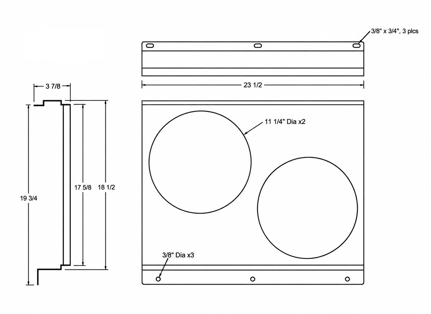 Aluminum Fan Shroud for 12" Electric Fans - 23.5" Wide x 19.75" Tall