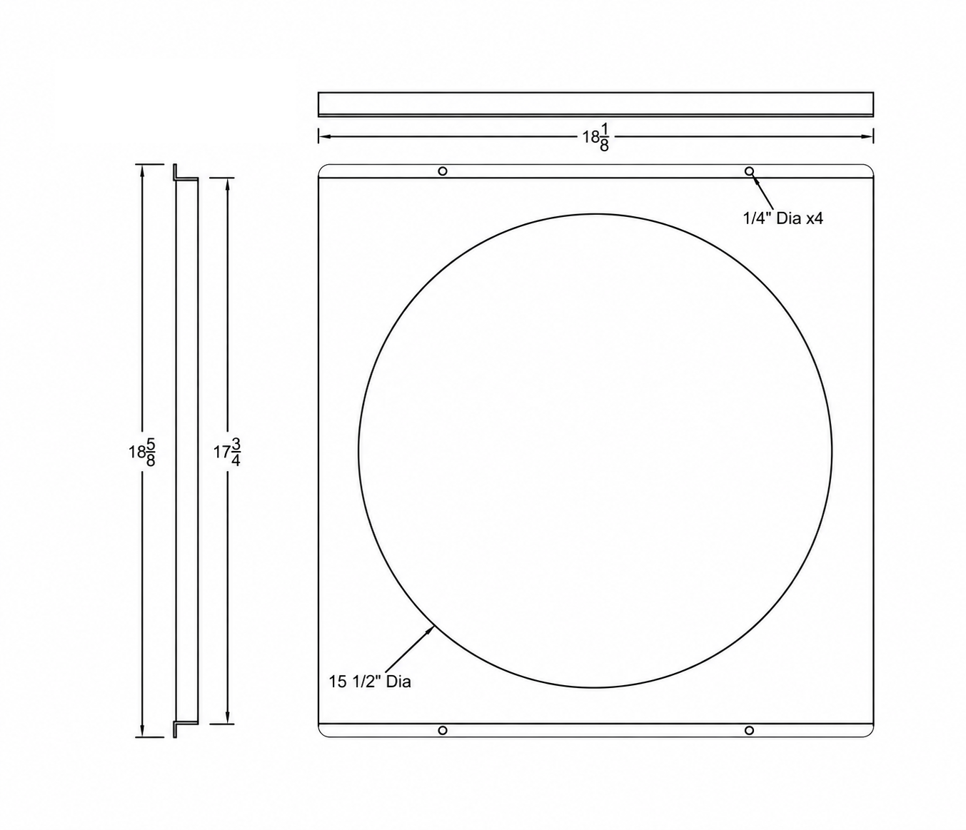 Aluminum Fan Shroud for 16" Electric Fan - 18.125" Wide x 18.625" Tall