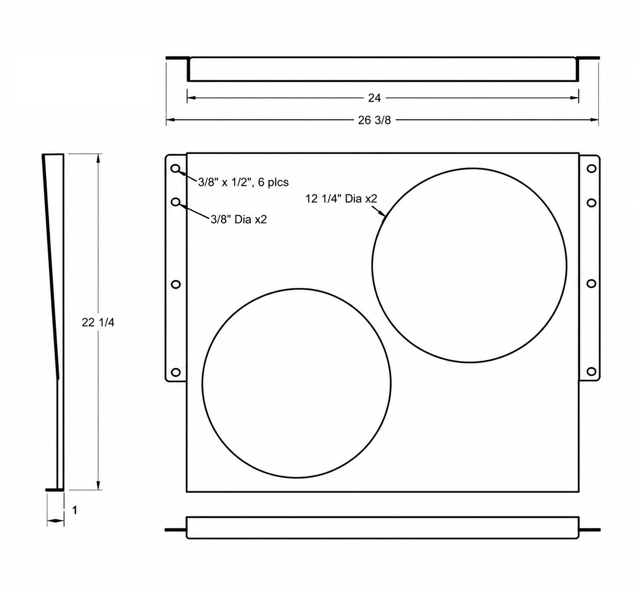 Aluminum Fan Shroud for 13" Electric Fans - 26.38" Wide x 22.25" Tall