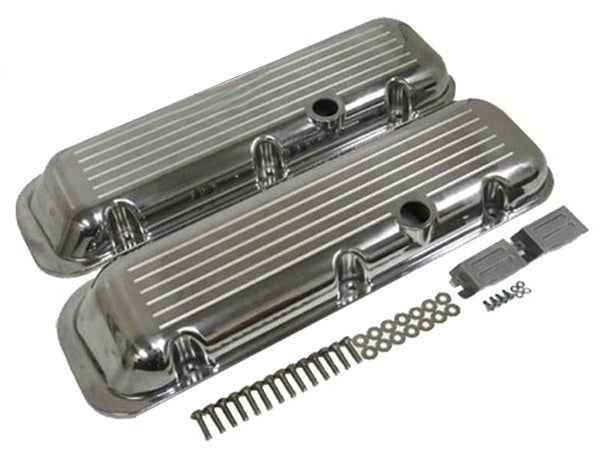 Big Block Chevy Short Aluminum Valve Covers - Ball-milled
