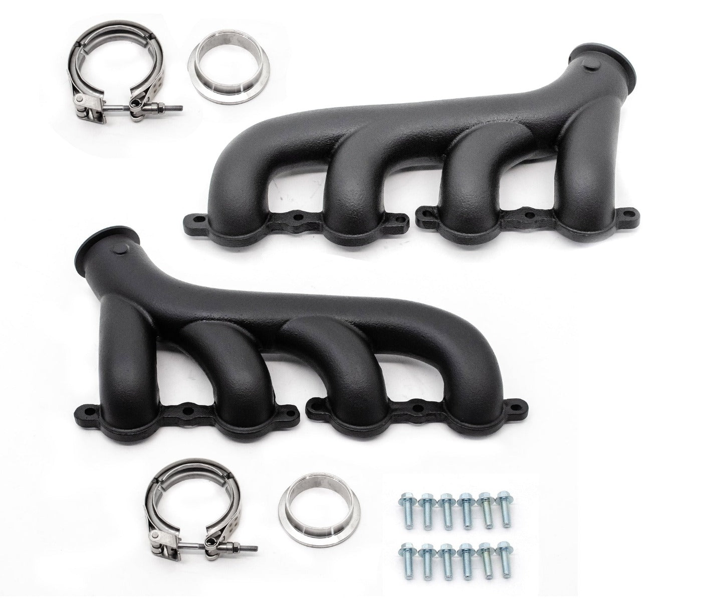Ls Swap V-band Cast Iron Black Exhaust Manifolds