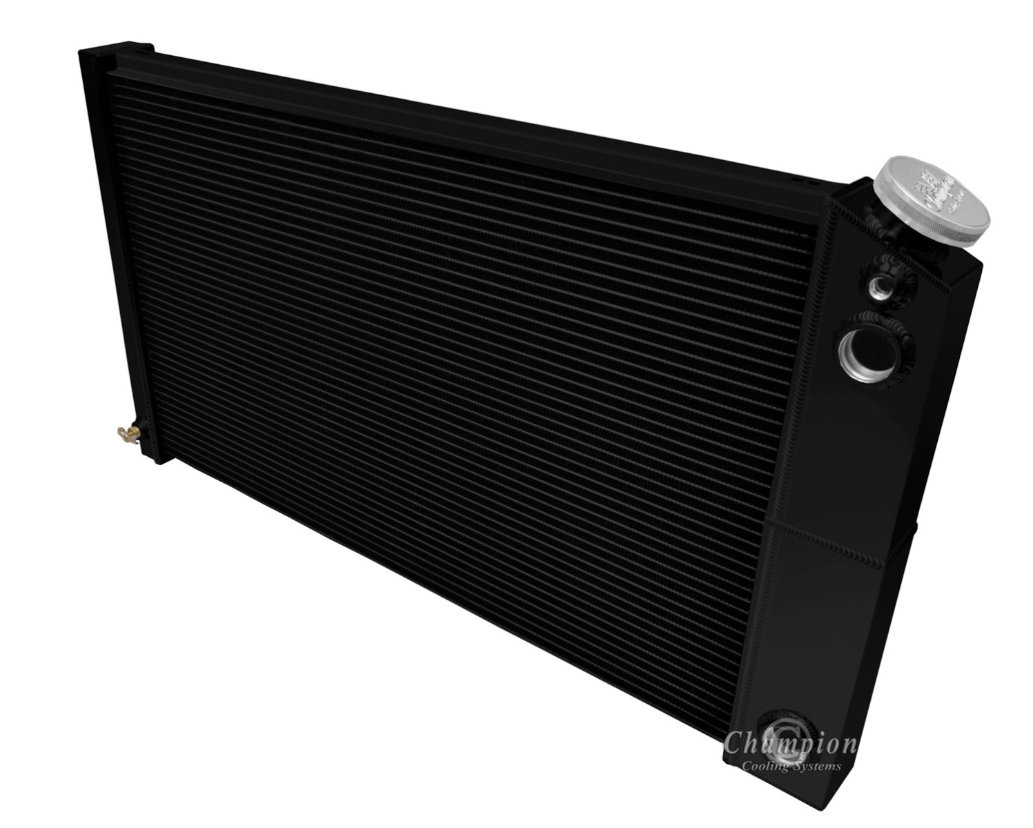 1970 - 1977 Chevy Monte Carlo LS Swap 3-Row Black Radiator, Shroud, Dual Fan Combo