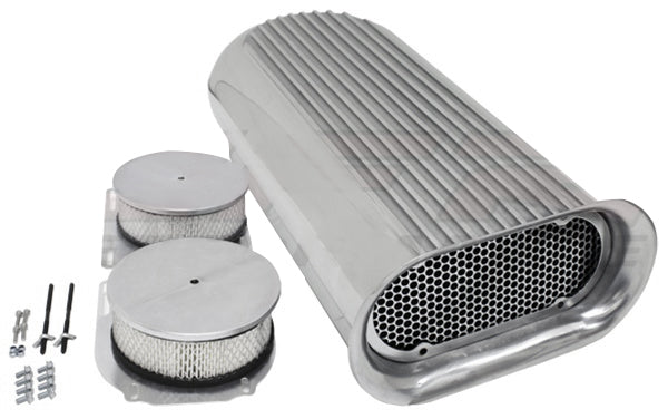 Hilborn Style Air Scoop Single or Dual Quad Polished Finned - Black