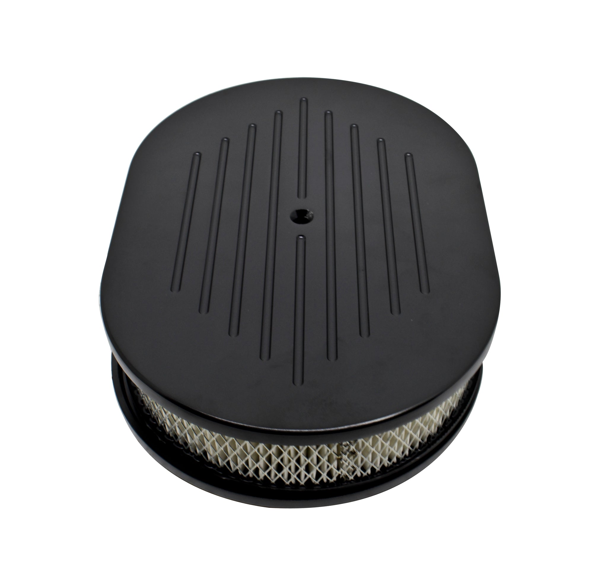 Ball-Milled 12" Oval Air Cleaner - Raised Base