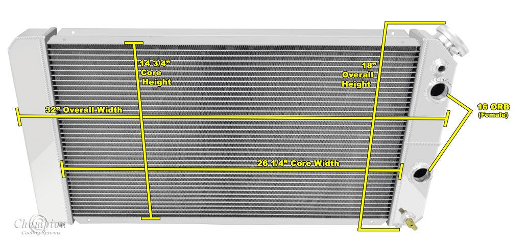 LS Swap 3-Row Radiator - 16.25 Tall x 32" Wide