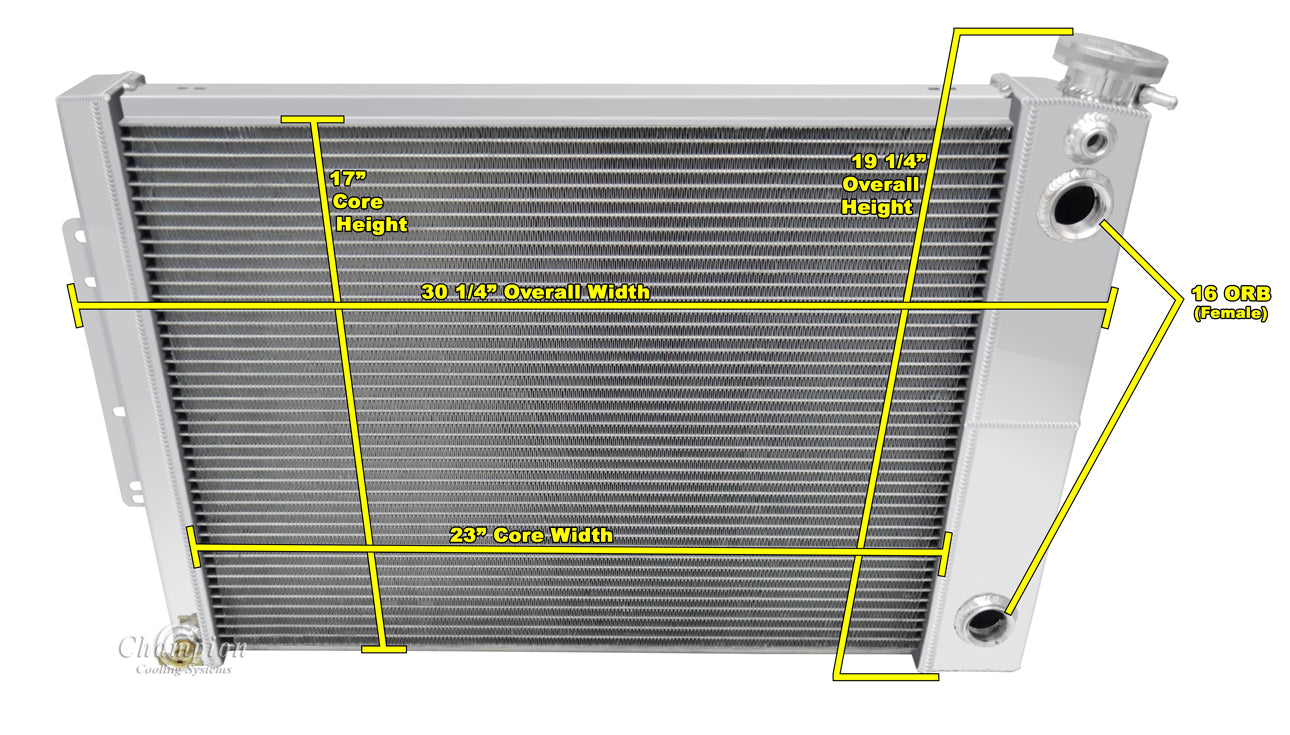 LS Swap 3-Row Radiator - 19.25" Tall x 30.25" wide
