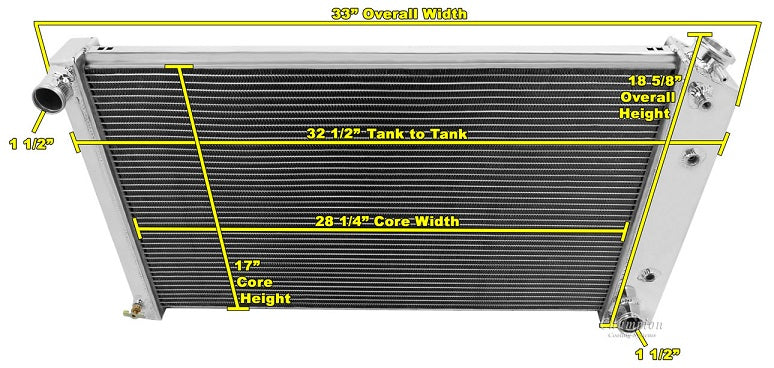 1971-1972 Chevy Biscayne 3-Row Radiator