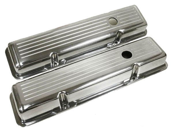 Small Block Chevy Aluminum Valve Covers - Ball-milled