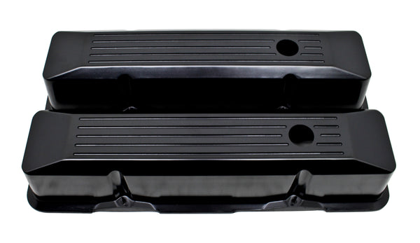 Small Block Chevy Tall Aluminum Valve Covers - Ball-milled