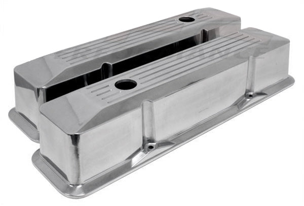 Small Block Chevy Tall Aluminum Valve Covers - Ball-milled