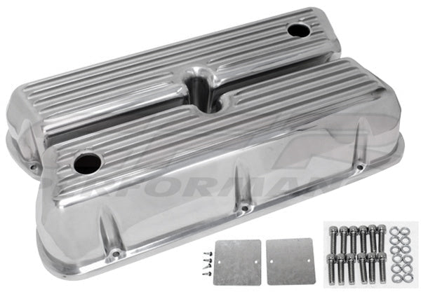 Small Block Ford Tall Aluminum Valve Covers - Finned