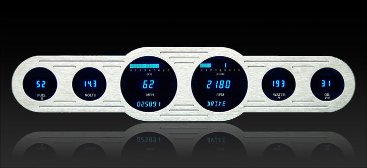 VFD3-CNTR-6: Universal 4" x 18" Street Rod Panel, Digital Instrument